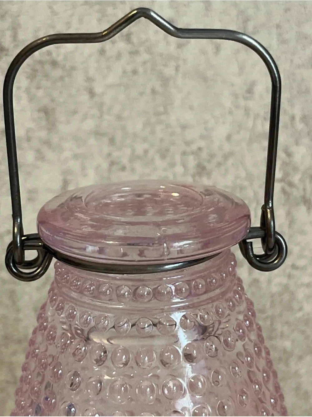 Pink Hobnail Glass Decorative Hummingbird Feeder
